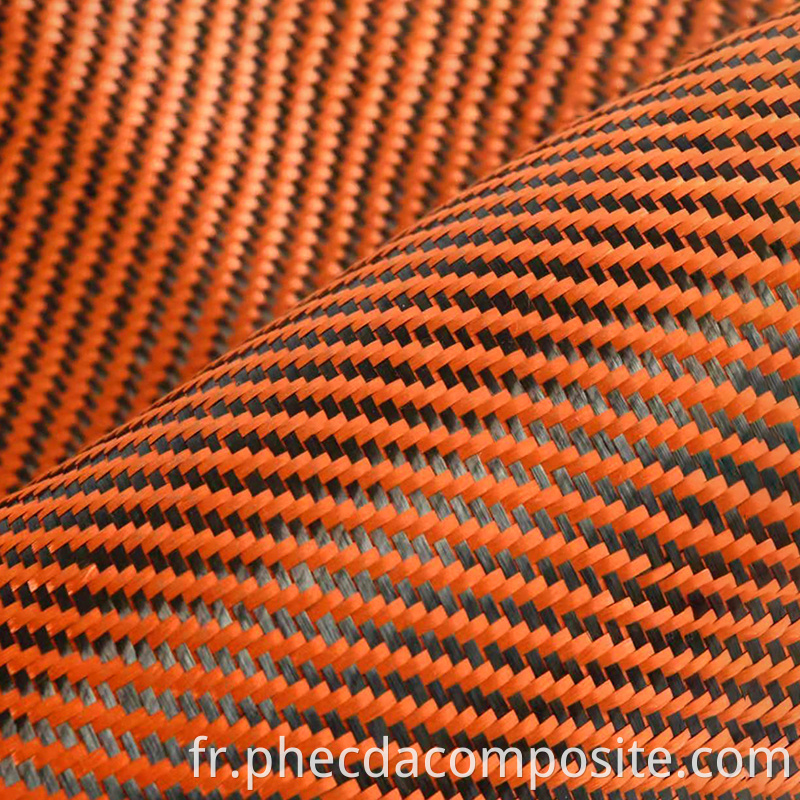 orange aramid carbon fiber hybrid cloth jacquard fabric